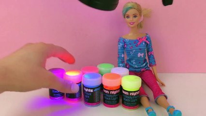 Barbie as an alien? Barbie glows in the dark with Neon Body Paint