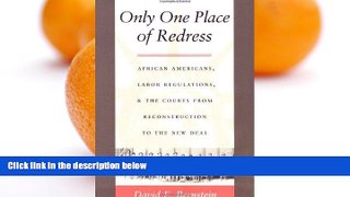 Buy David E. Bernstein Only One Place of Redress: African Americans, Labor Regulations, and the