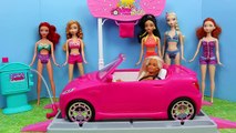 Barbie Car Wash Doll Parody with Disney Frozen Elsa, Ariel & Descendants Dolls by DisneyCarToys