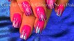 Easy Hot neon pink nails | Glitter STRIPED Nail Art Design Tutorial