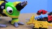 DinoTrux NEW Dinosaur Truck Giant Revvit Finds Ray Gun in Play Doh Shrinks Ty Rux with Dozer