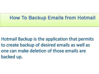 How to back up Hotmail emails