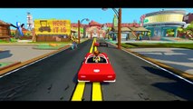 Disney Cars 2 Lightning Mcqueen Colors Racing AMAZING Spiderman & Toy Story Woody Rocket Raccoon!