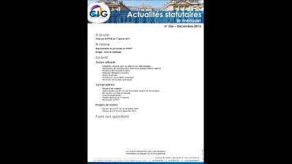 CIG VERSAILLES Actualités Statutaires n° 256 Décembre 2016