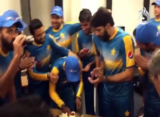 Pakistan Team Celebration in Dressing Room - Watch How Misbah Made Asad Eat Cake First Instead of Himself