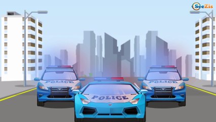 The Blue Police Car & Cop Cars Crazy Race | Emergency Vehicles | Cars & Trucks cartoons for kids