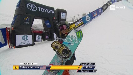 Snowboard - Halfpipe - Copper Mountain - Victoire de Chloe Kim et Pat Burgener
