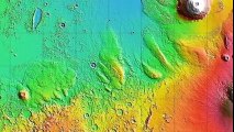 UFO crash site on Mars shows 190 meters wide alien spacecraft half buried in the Martian Soil