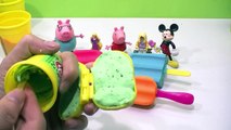 Play doh create ice-creams stick rainbow colors frozen peppa pig family toys