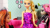 Frozen Elsas WILD Hair Makeover Barbie Chalk Coloring Monster High Disneys Princess Anna Dolls