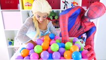 Spiderman & Frozen Elsa Ball Pit Show Surprise Eggs In Real Life Superheroes