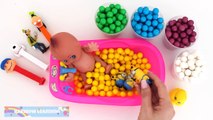 Learn Colors & Counting Baby Doll Bath Time Playing with Pez Candy & Toys RainbowLearning (NEW)