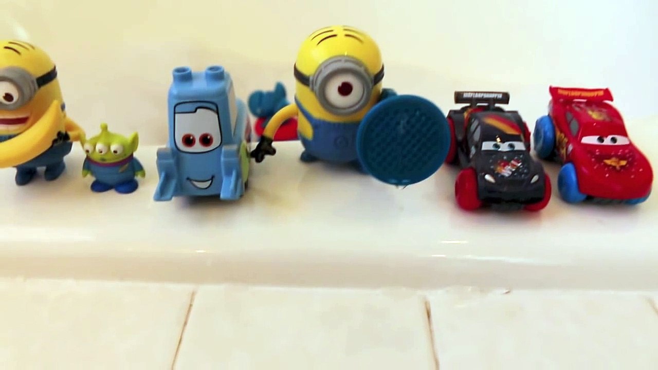 Partysaurus Rex Bath Party with Cookie Monster, Minions, Disney Cars Guido and Play Doh Made Hat