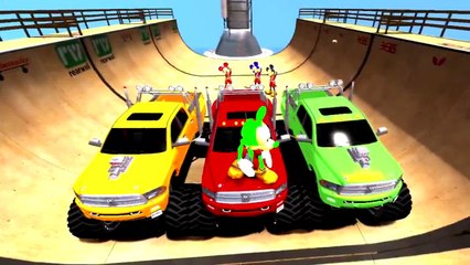 Mickey Mouse Colors and Dodge Monster Cars Colors Bigfoot Nursery Rhymes Songs Party Dance