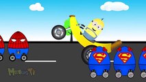 2 Minions With Motors Vs Superman Monster Truck - Minions Cartoon For Kids