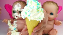 Twin Baby Dolls Bath Time Fun with Ice Cream - Lil Cutesies Dolls Bathtub How to bath baby Dolls
