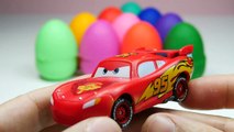 LEARN COLORS for Children w/ Play Doh Surprise Eggs Cars 2 Mcqueen Spiderman Frozen Toys Playdough 2