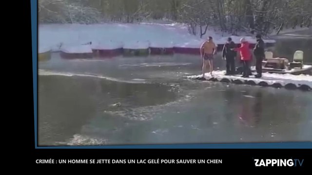 Crimée : Un homme se jette dans un lac gelé pour sauver un chien (Vidéo)