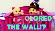 Baby Alive Doll COLORS ON THE WALL!!! Naughty Lucy Baby Doll Crib Escape by DisneyCarToys
