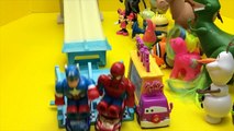 Lego Spiderman and Lego Captain America Superheroes Racing Disney Cars Neon Racers Nights Track