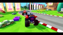 MONSTER TRUCKS MCQUEEN CARS 2 & SPIDERMAN CAR! SpiderMan Colors   Nursery Rhymes for Kids & Children