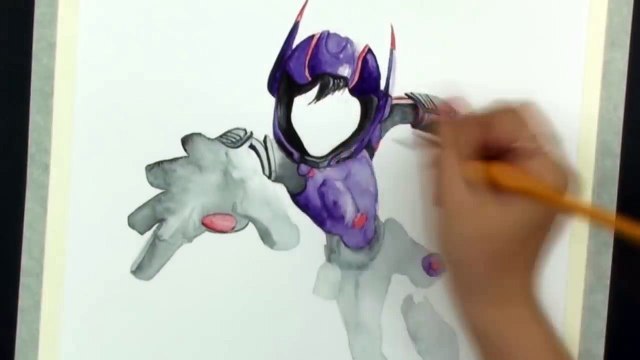 SPEED DRAWING Hiro Hamada - Disney Big Hero 6 Time-Lapse Watercolor Painting