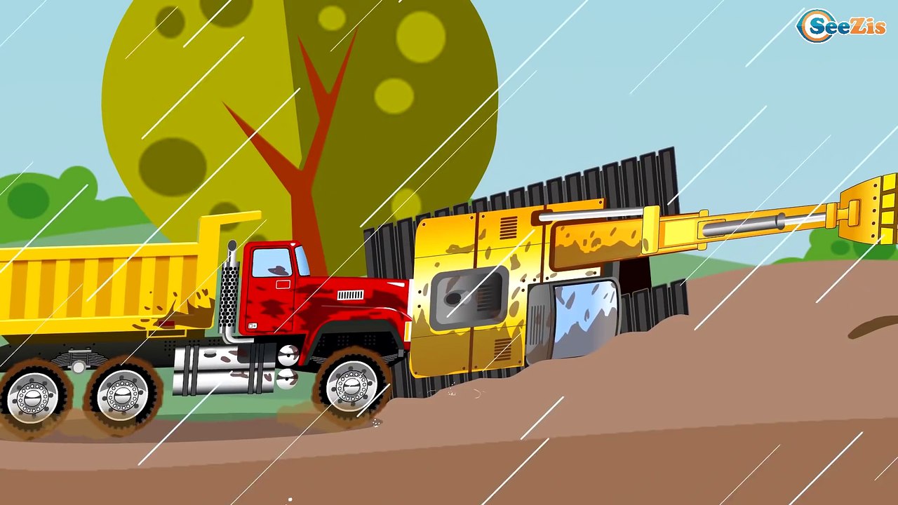 The Excavator and The Tow Truck Car Service & Car Wash Video for