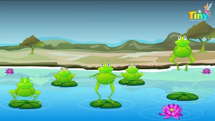 Five little frogs jumping on the bed nursery rhyme