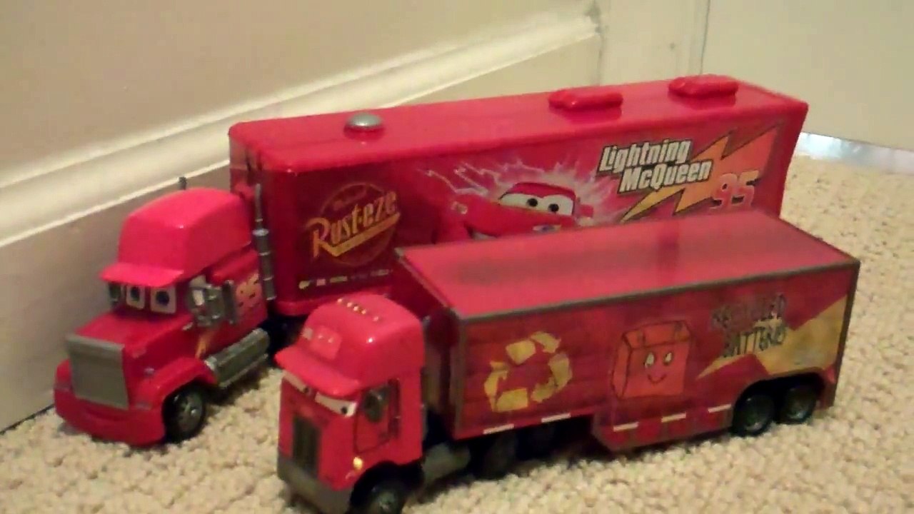 Disney Cars Jerry Recycled Batteries Peterbilt Semi Truck Toy Review