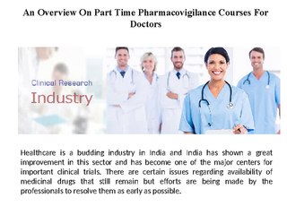 Part Time Pharmacovigilance Courses For Doctors