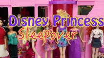 Barbie Dreamhouse Frozen Elsa & Anna Disney Princess SLEEPOVER Dollhouse Party DisneyCarToys