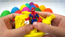 LEARN COLORS for Children w/ Play Doh Surprise Eggs FROZEN Spiderman Hulk Cars 2 Playdough Eggs TOYS