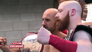 Cesaro & Sheamus are photographed with their new Raw Tag Team Titles Raw Fallout, Dec. 19, 2016
