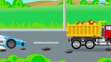 Coche de Policía y Camión de Bomberos - Dibujos animados de COCHES - Carros para niños