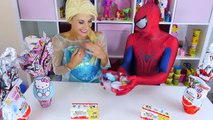 Frozen Elsa plays with Paw Patrol Activity Cube w/ Spiderman Surprise eggs Play Doh Molds & Crayons