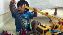 MINIONS KNOCKED BY TOY CAR SeaWorld Toy Crane Truck Kids Video Ryan ToysReview