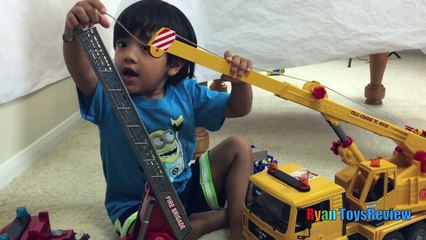 MINIONS KNOCKED BY TOY CAR SeaWorld Toy Crane Truck Kids Video Ryan ToysReview