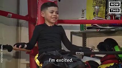 This 8-year-old is about to have his first boxing match