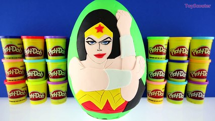GIANT WONDER WOMAN Surprise Egg Play Doh - Justice League Toys Mashems Star Wars Minecraft