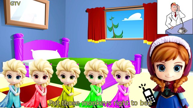Five Frozen Elsa & Spiderman Jumping on the bed | 5 Little Monkeys Jumping on the bed Nursery Rhymes