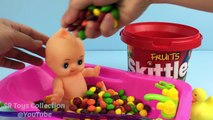 Baby Doll Bath Time In Skittles Candy Pretend Play Fun Playing Toy For Children and Kids