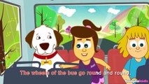 Wheels on the Bus Go Round and Round | Nursery Rhymes With Lyrics by HooplaKidz Sing-A-Long