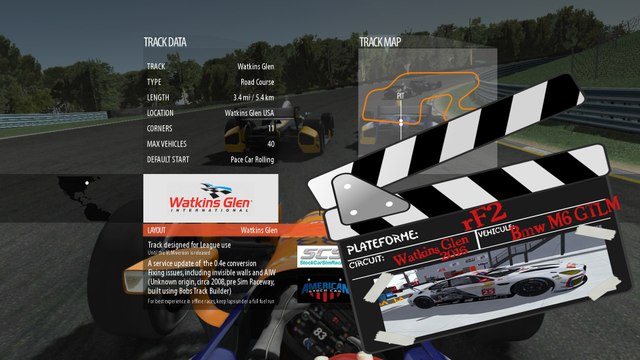 Tour de piste à Watkins glen en Bmw M6 GTLM sur rfactor2
