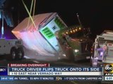 Truck driver flips truck near I-10 eastbound at Verado Way