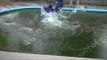 Attempted Run Across Frozen Backyard Pool Ends Hilariously