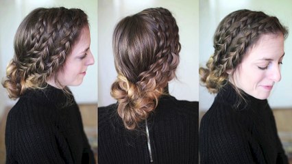 Triple Braids into a messy Bun | Braidsandstyles12