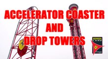 Ferrari Land Accelerator Coaster and Drop Towers test