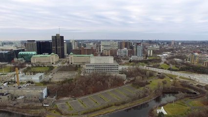 Drone Ottawa from river drone dji