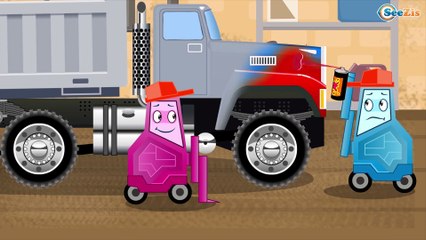 Trucks Cartoon - The Truck and Car Service - Rain in the town | Video for children Episode 16