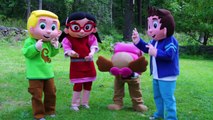 PJ Masks Heroes Catboy vs Luna Girl-Evil Elsa with Paw Patrol Rubble Peppa Pig In Real Life